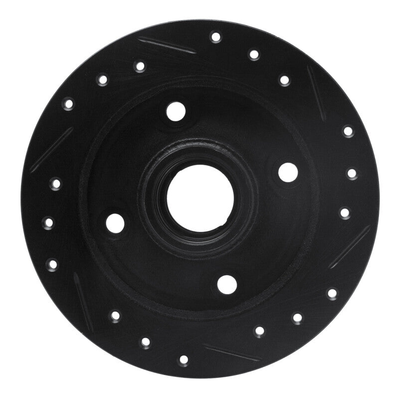 R1 87-94 Mazda 323 Rear Left Drilled & Slotted Black Brake Rotor-Brake Rotors - Slot & Drilled-Grocery Getter Performance