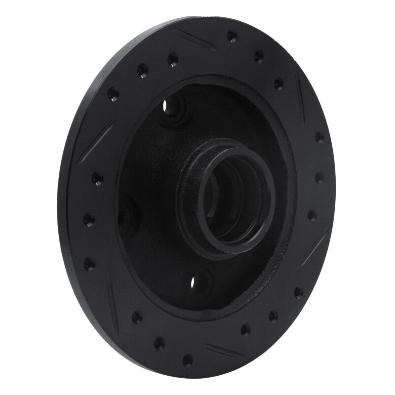 R1 87-94 Mazda 323 Rear Left Drilled & Slotted Black Brake Rotor-Brake Rotors - Slot & Drilled-Grocery Getter Performance