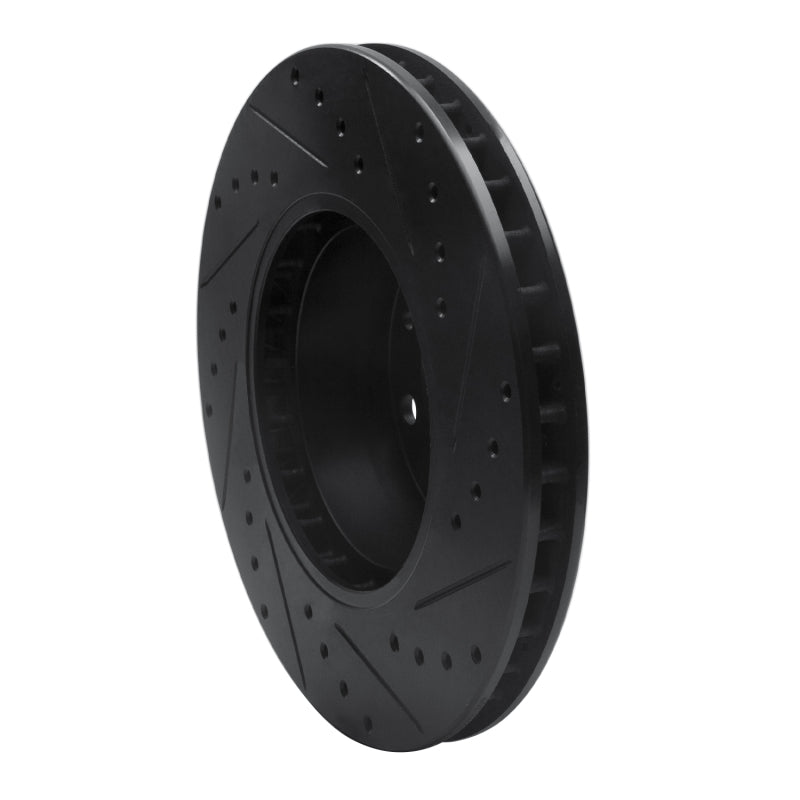 R1 87-95 BMW 540I Front Left Drilled & Slotted Black Brake Rotor-Brake Rotors - Slot & Drilled-Grocery Getter Performance