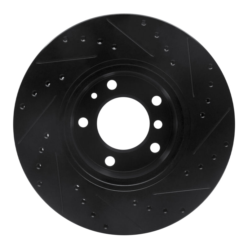 R1 87-95 BMW 540I Front Left Drilled & Slotted Black Brake Rotor-Brake Rotors - Slot & Drilled-Grocery Getter Performance