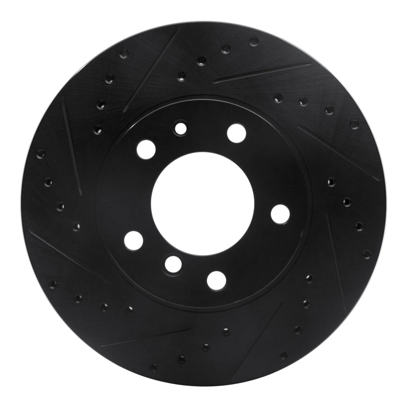 R1 87-95 BMW 540I Front Left Drilled & Slotted Black Brake Rotor-Brake Rotors - Slot & Drilled-Grocery Getter Performance