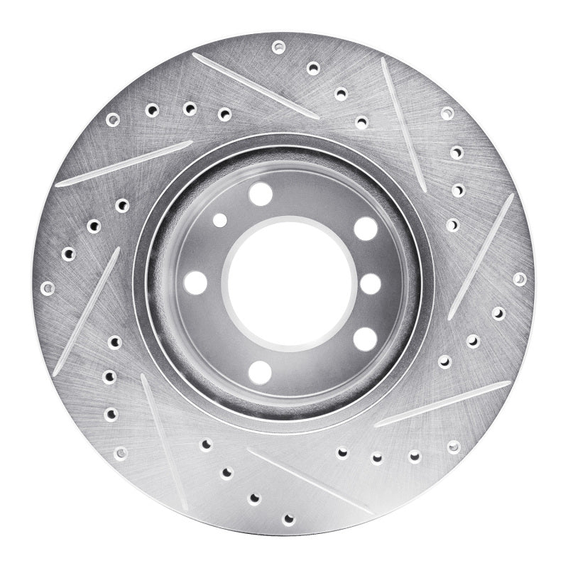 R1 87-95 BMW 735IL Front Left Drilled & Slotted Silver Brake Rotor-Brake Rotors - Slot & Drilled-Grocery Getter Performance