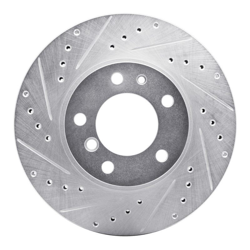 R1 87-95 BMW 735IL Front Left Drilled & Slotted Silver Brake Rotor-Brake Rotors - Slot & Drilled-Grocery Getter Performance