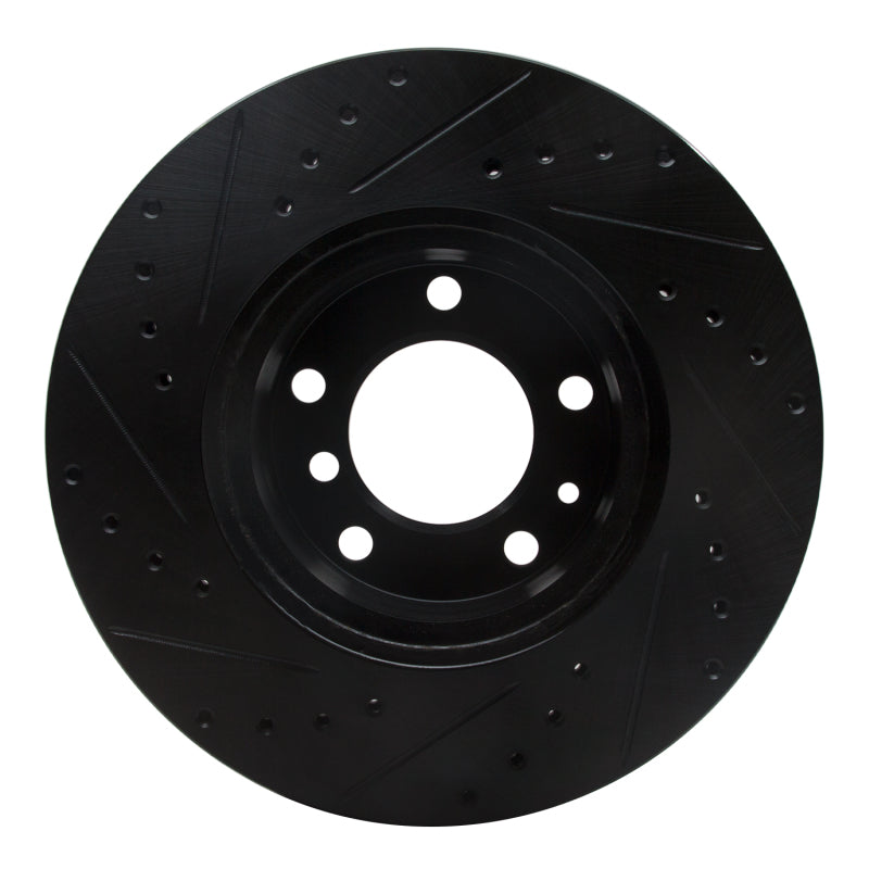 R1 87-95 BMW 735IL Front Right Drilled & Slotted Black Brake Rotor-Brake Rotors - Slot & Drilled-Grocery Getter Performance