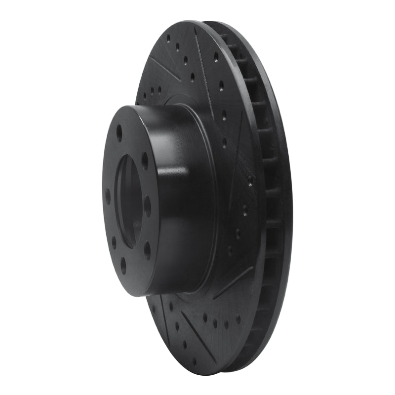 R1 87-95 BMW 735IL Front Right Drilled & Slotted Black Brake Rotor-Brake Rotors - Slot & Drilled-Grocery Getter Performance
