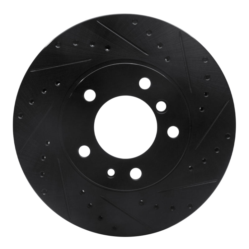 R1 87-95 BMW 735IL Front Right Drilled & Slotted Black Brake Rotor-Brake Rotors - Slot & Drilled-Grocery Getter Performance