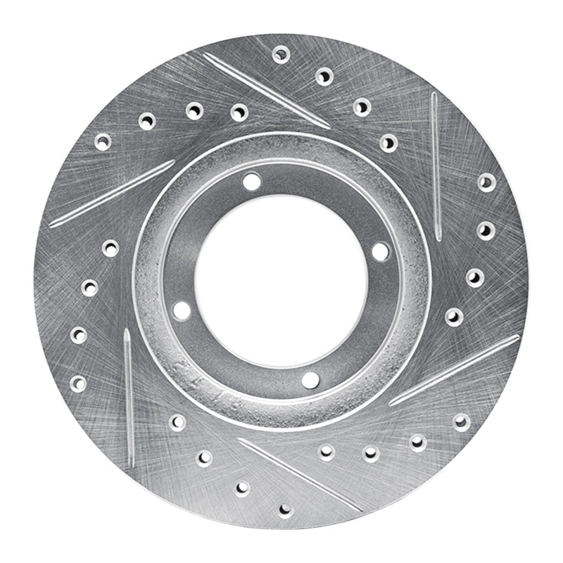 R1 87-99 Hyundai Accent Front Left Drilled & Slotted Silver Brake Rotor-Brake Rotors - Slot & Drilled-Grocery Getter Performance