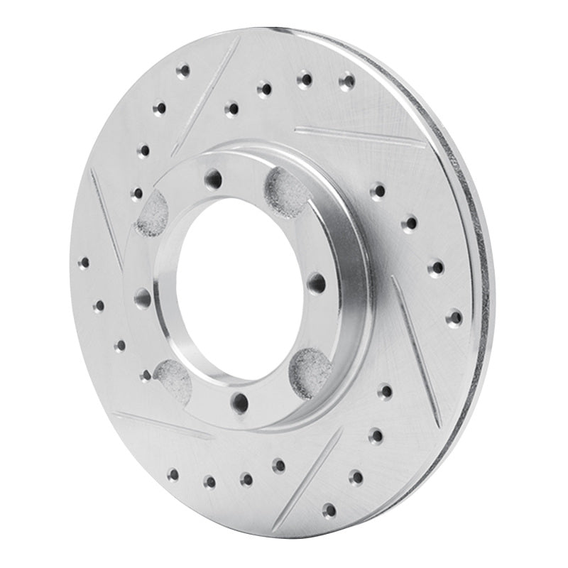 R1 87-99 Hyundai Accent Front Left Drilled & Slotted Silver Brake Rotor-Brake Rotors - Slot & Drilled-Grocery Getter Performance