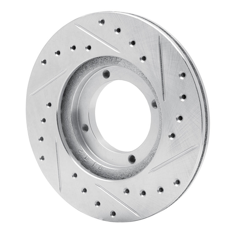 R1 87-99 Hyundai Accent Front Left Drilled & Slotted Silver Brake Rotor-Brake Rotors - Slot & Drilled-Grocery Getter Performance