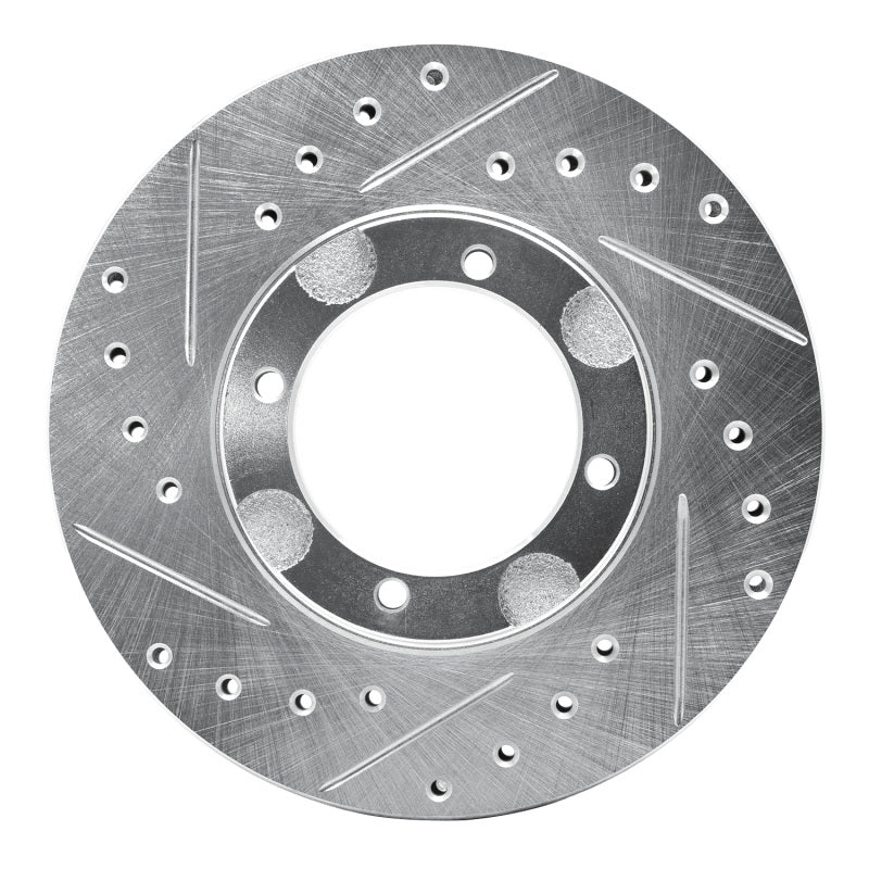 R1 87-99 Hyundai Accent Front Left Drilled & Slotted Silver Brake Rotor-Brake Rotors - Slot & Drilled-Grocery Getter Performance