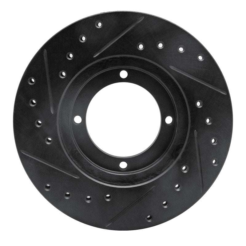 R1 87-99 Hyundai Excel Front Right Drilled & Slotted Black Brake Rotor-Brake Rotors - Slot & Drilled-Grocery Getter Performance