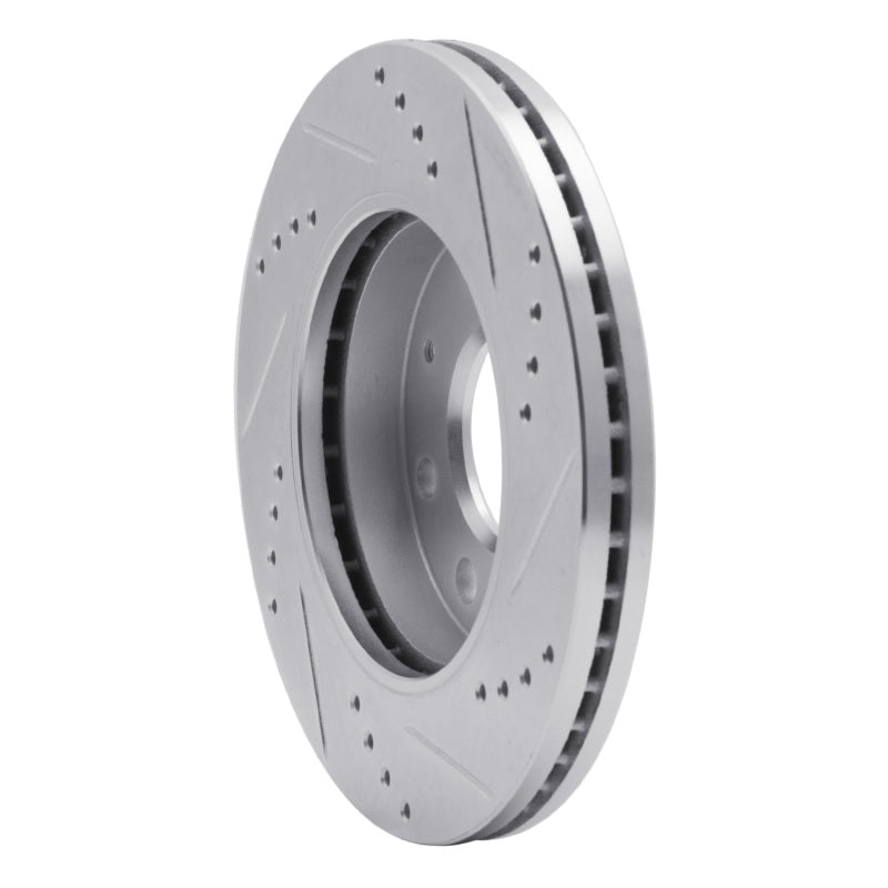 R1 88-07 Dodge Colt Front Left Drilled & Slotted Silver Brake Rotor-Brake Rotors - Slot & Drilled-Grocery Getter Performance