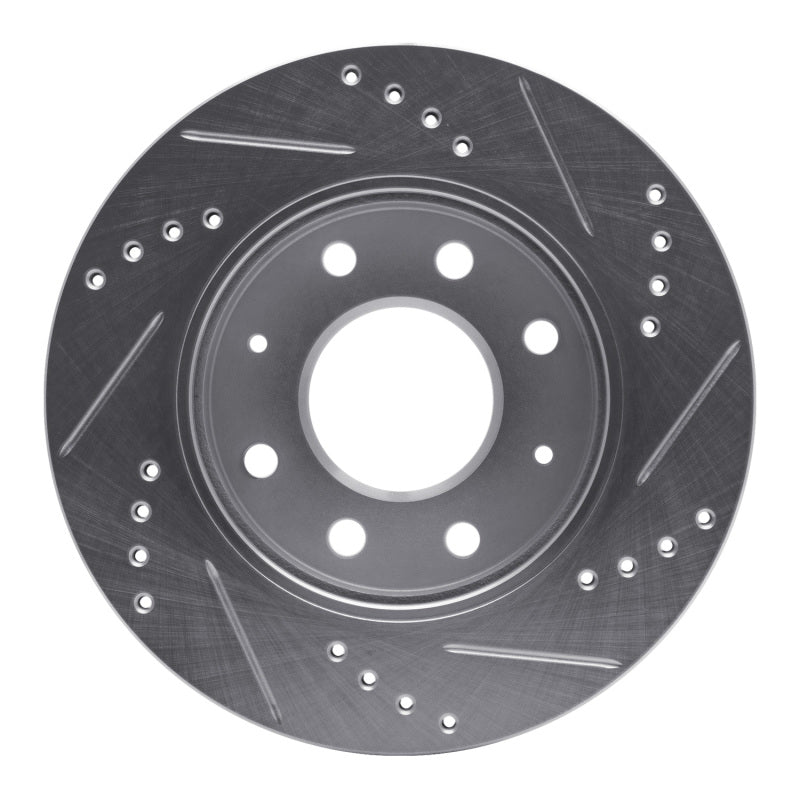 R1 88-07 Dodge Colt Front Left Drilled & Slotted Silver Brake Rotor-Brake Rotors - Slot & Drilled-Grocery Getter Performance