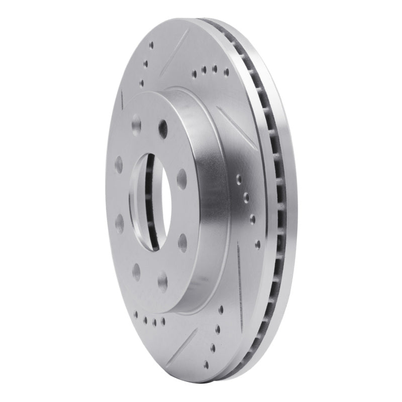 R1 88-07 Dodge Colt Front Left Drilled & Slotted Silver Brake Rotor-Brake Rotors - Slot & Drilled-Grocery Getter Performance