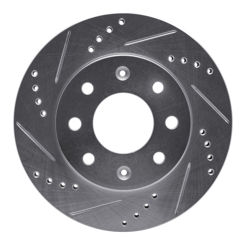 R1 88-07 Dodge Colt Front Left Drilled & Slotted Silver Brake Rotor-Brake Rotors - Slot & Drilled-Grocery Getter Performance