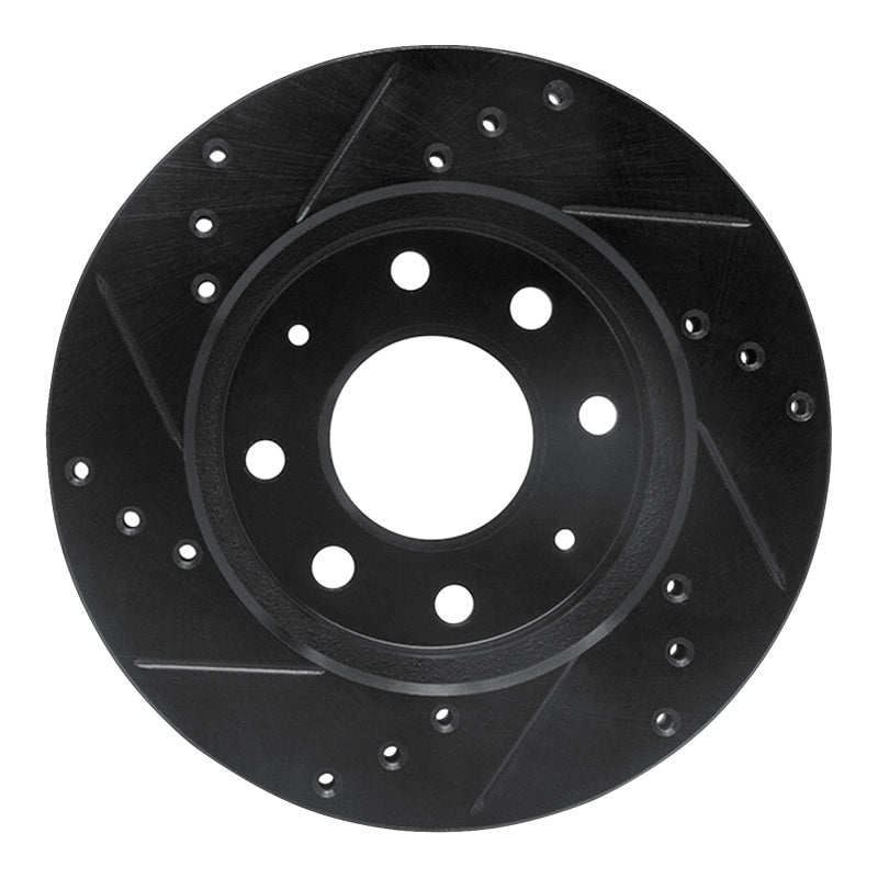 R1 88-07 Dodge Colt Front Right Drilled & Slotted Black Brake Rotor-Brake Rotors - Slot & Drilled-Grocery Getter Performance