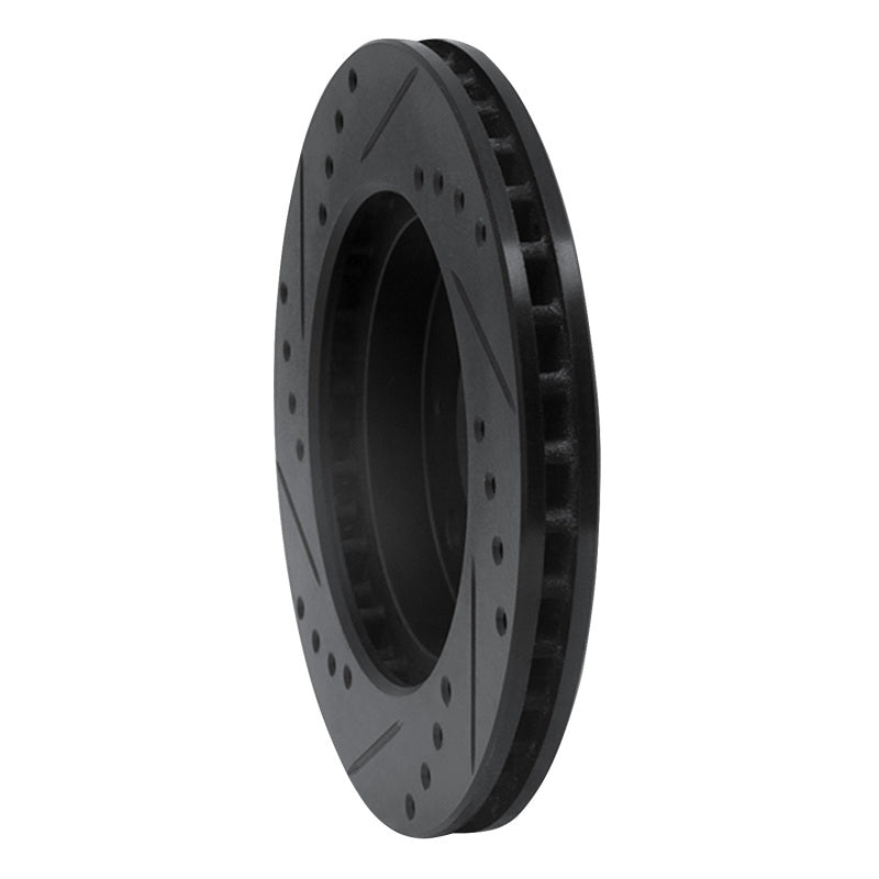R1 88-07 Dodge Colt Front Right Drilled & Slotted Black Brake Rotor-Brake Rotors - Slot & Drilled-Grocery Getter Performance