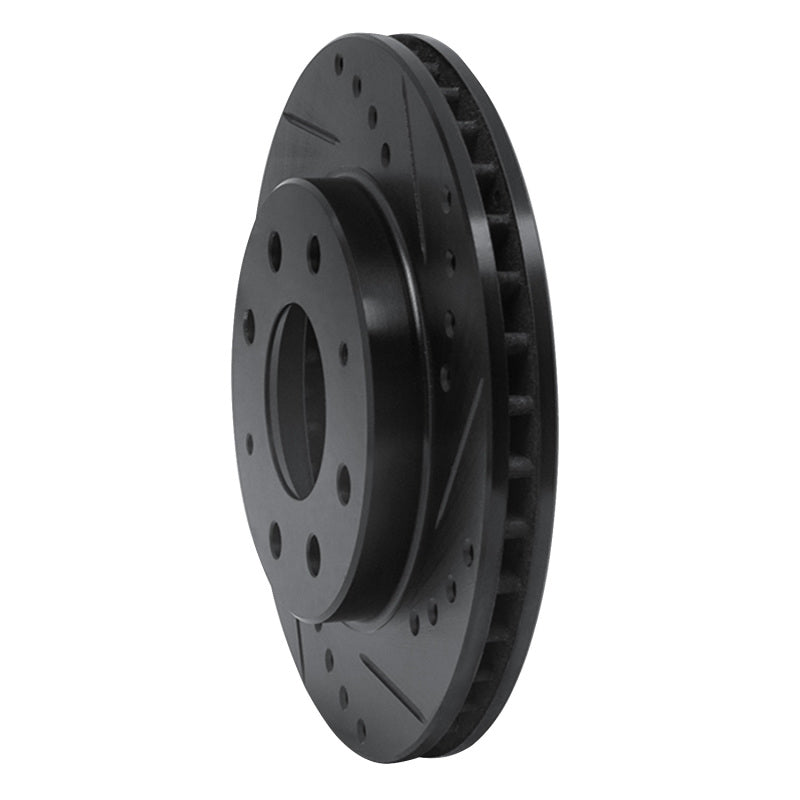 R1 88-07 Dodge Colt Front Right Drilled & Slotted Black Brake Rotor-Brake Rotors - Slot & Drilled-Grocery Getter Performance