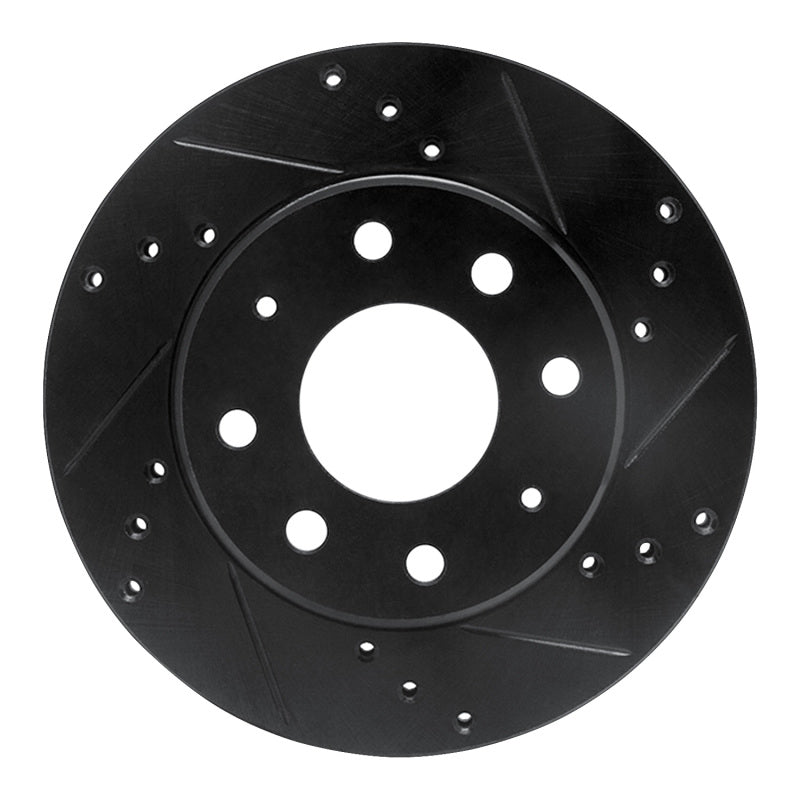 R1 88-07 Dodge Colt Front Right Drilled & Slotted Black Brake Rotor-Brake Rotors - Slot & Drilled-Grocery Getter Performance