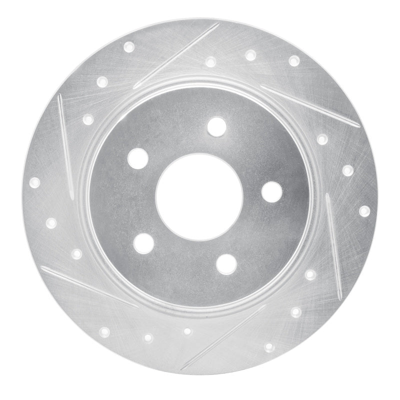 R1 88-89 Mazda 626 Rear Left Drilled & Slotted Silver Brake Rotor-Brake Rotors - Slot & Drilled-Grocery Getter Performance