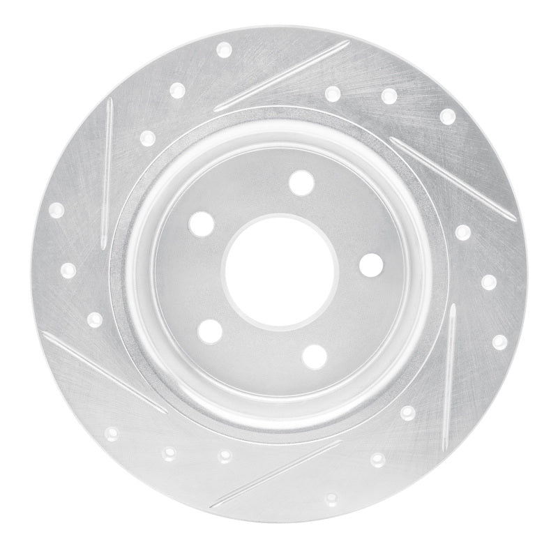 R1 88-89 Mazda MX-6 Rear Right Drilled & Slotted Silver Brake Rotor-Brake Rotors - Slot & Drilled-Grocery Getter Performance