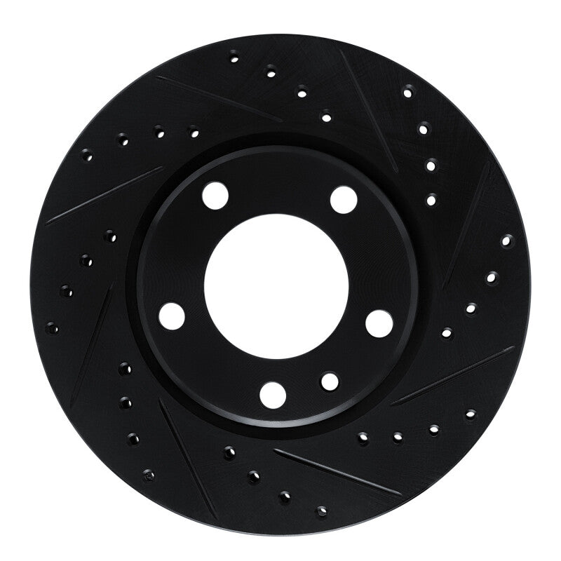 R1 88-91 BMW M3 Front Right Drilled & Slotted Black Brake Rotor-Brake Rotors - Slot & Drilled-Grocery Getter Performance