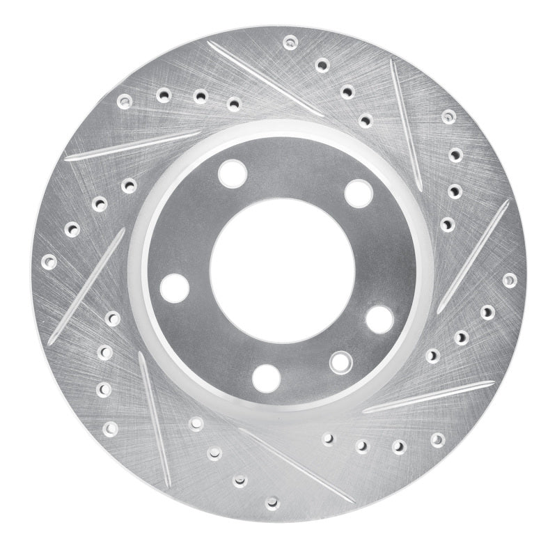 R1 88-91 BMW M3 Front Right Drilled & Slotted Silver Brake Rotor-Brake Rotors - Slot & Drilled-Grocery Getter Performance