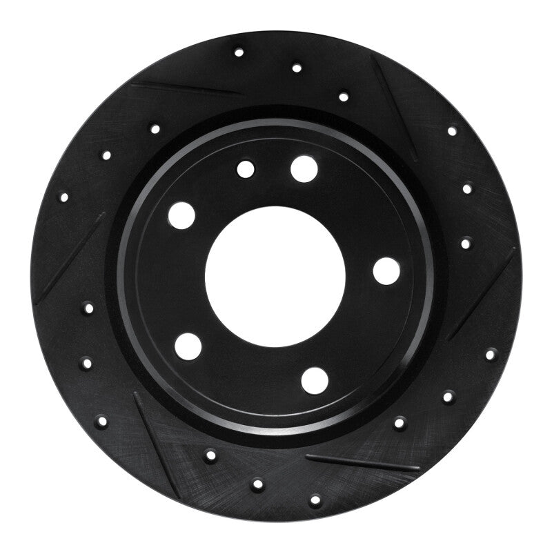 R1 88-91 BMW M3 Rear Right Drilled & Slotted Black Brake Rotor-Brake Rotors - Slot & Drilled-Grocery Getter Performance