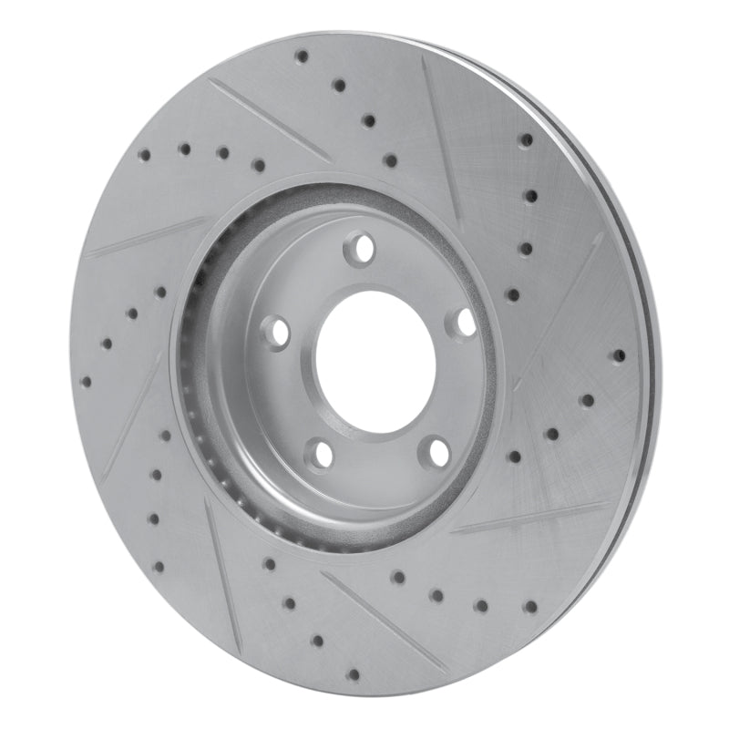 R1 88-91 Mazda 929 Front Left Drilled & Slotted Silver Brake Rotor-Brake Rotors - Slot & Drilled-Grocery Getter Performance
