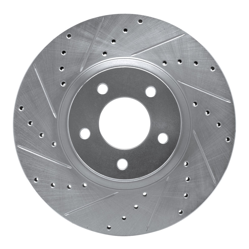 R1 88-91 Mazda 929 Front Left Drilled & Slotted Silver Brake Rotor-Brake Rotors - Slot & Drilled-Grocery Getter Performance