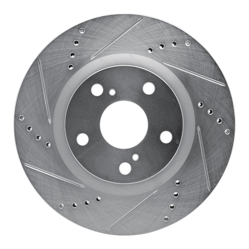 R1 88-91 Mazda 929 Front Left Drilled & Slotted Silver Brake Rotor-Brake Rotors - Slot & Drilled-Grocery Getter Performance