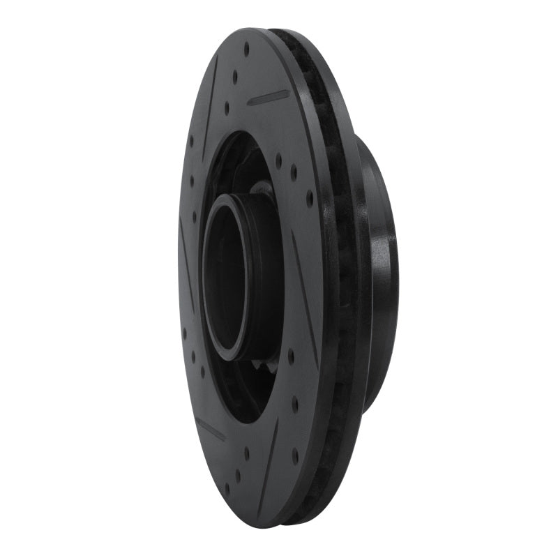 R1 88-91 Mazda 929 Front Right Drilled & Slotted Black Brake Rotor-Brake Rotors - Slot & Drilled-Grocery Getter Performance