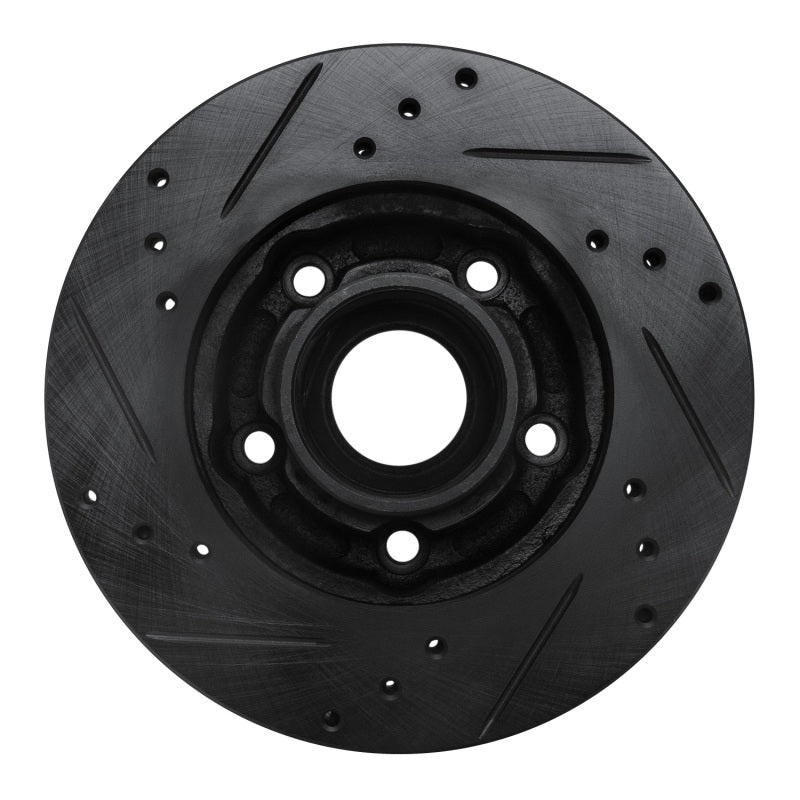 R1 88-91 Mazda 929 Front Right Drilled & Slotted Black Brake Rotor-Brake Rotors - Slot & Drilled-Grocery Getter Performance