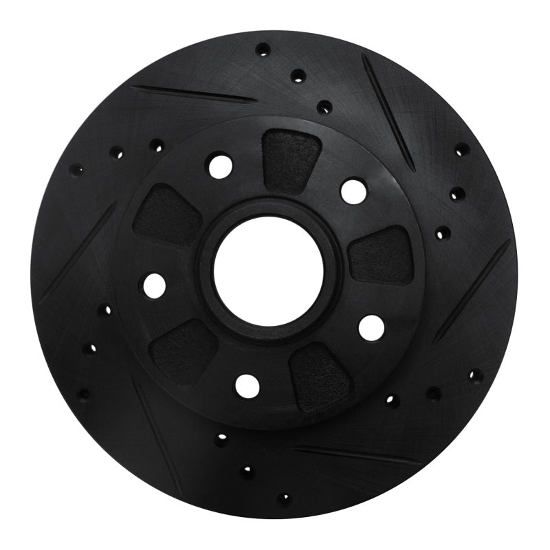 R1 88-91 Mazda 929 Front Right Drilled & Slotted Black Brake Rotor-Brake Rotors - Slot & Drilled-Grocery Getter Performance