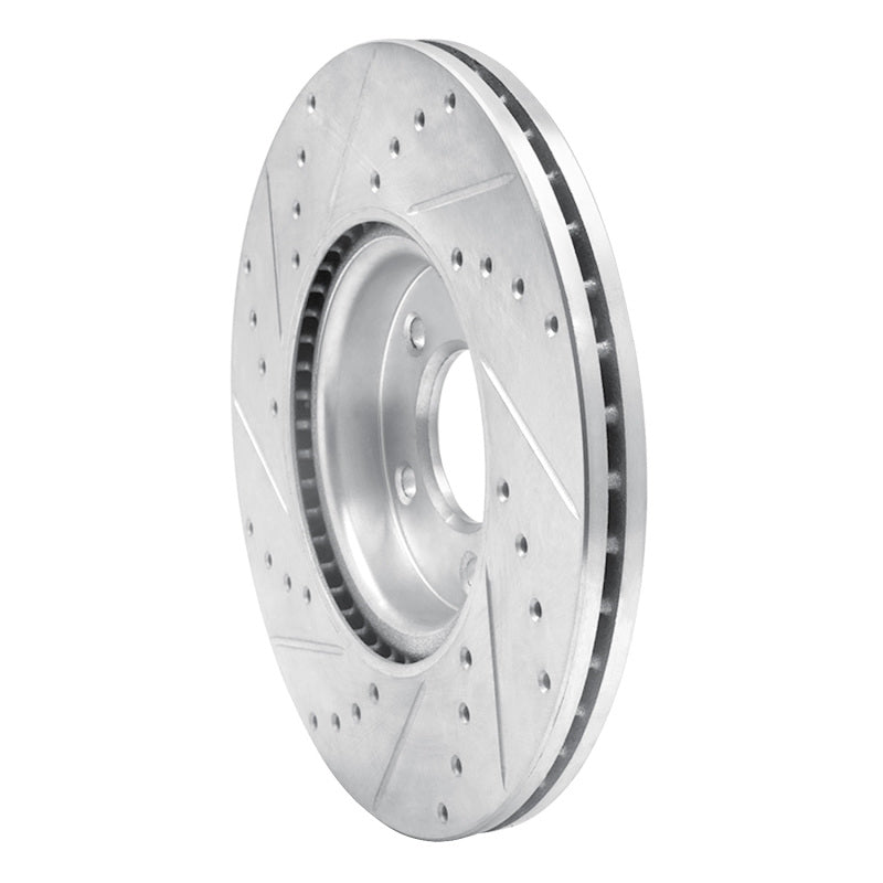 R1 88-91 Mazda 929 Front Right Drilled & Slotted Silver Brake Rotor-Brake Rotors - Slot & Drilled-Grocery Getter Performance