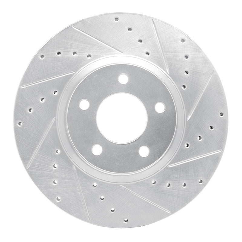 R1 88-91 Mazda 929 Front Right Drilled & Slotted Silver Brake Rotor-Brake Rotors - Slot & Drilled-Grocery Getter Performance