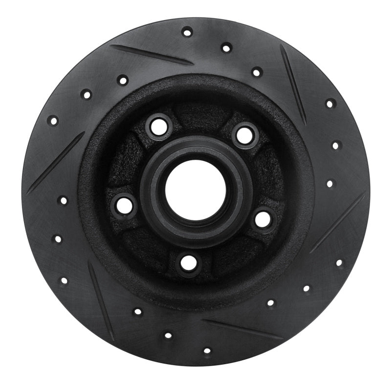 R1 88-92 Ford Probe Rear Left Drilled & Slotted Black Brake Rotor-Brake Rotors - Slot & Drilled-Grocery Getter Performance