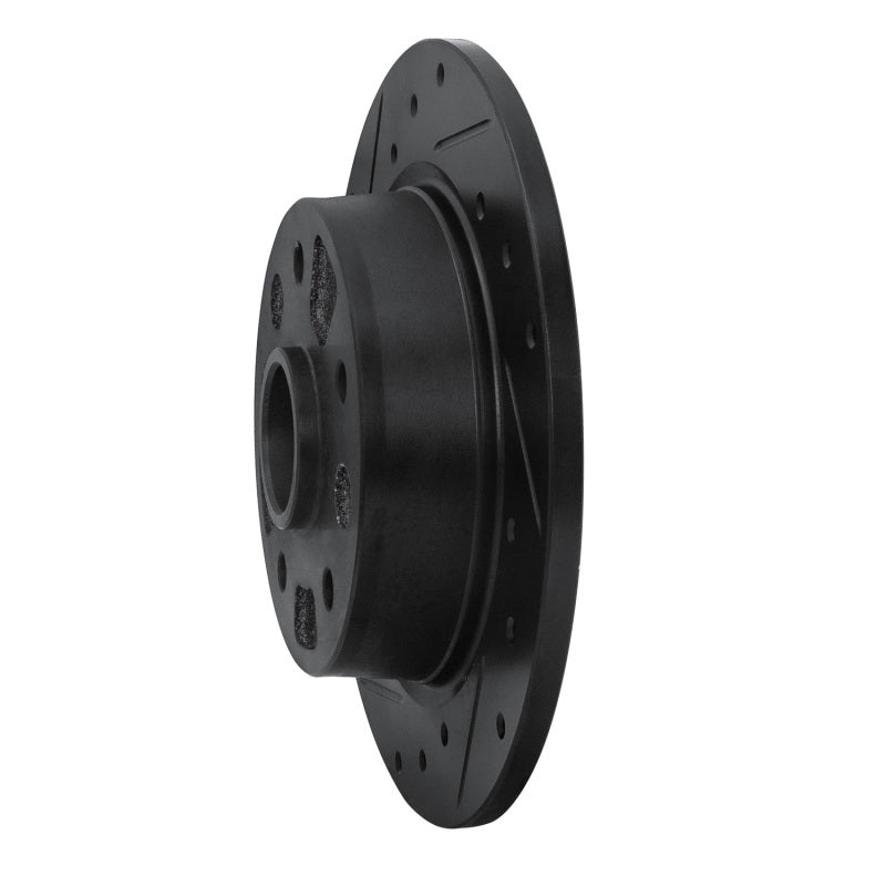 R1 88-92 Ford Probe Rear Left Drilled & Slotted Black Brake Rotor-Brake Rotors - Slot & Drilled-Grocery Getter Performance