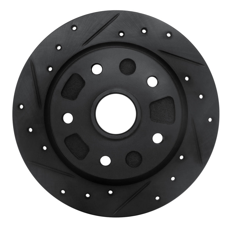 R1 88-92 Ford Probe Rear Left Drilled & Slotted Black Brake Rotor-Brake Rotors - Slot & Drilled-Grocery Getter Performance