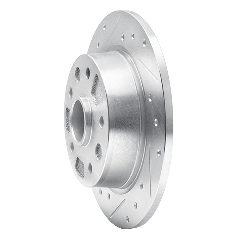 R1 88-92 Ford Probe Rear Left Drilled & Slotted Silver Brake Rotor-Brake Rotors - Slot & Drilled-Grocery Getter Performance