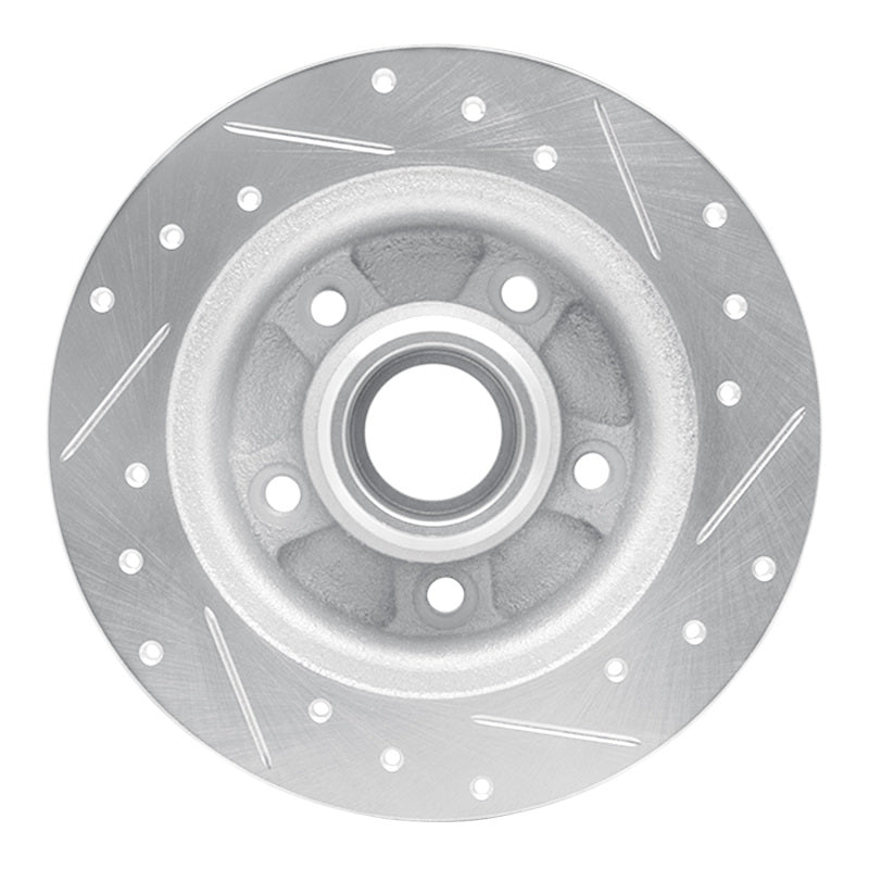 R1 88-92 Ford Probe Rear Left Drilled & Slotted Silver Brake Rotor-Brake Rotors - Slot & Drilled-Grocery Getter Performance