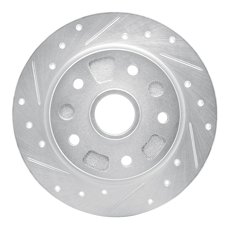 R1 88-92 Ford Probe Rear Left Drilled & Slotted Silver Brake Rotor-Brake Rotors - Slot & Drilled-Grocery Getter Performance