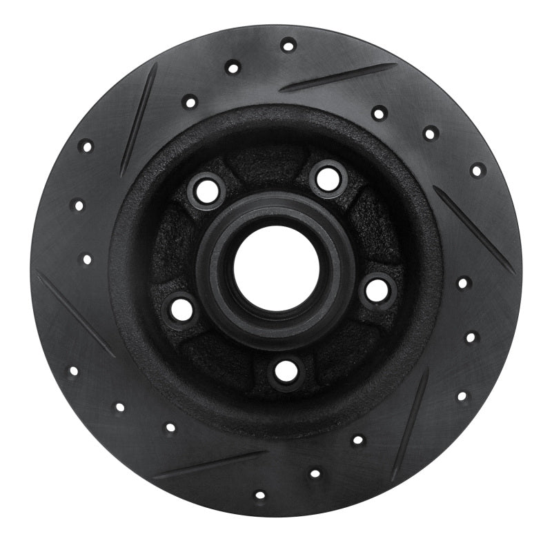 R1 88-92 Ford Probe Rear Right Drilled & Slotted Black Brake Rotor-Brake Rotors - Slot & Drilled-Grocery Getter Performance