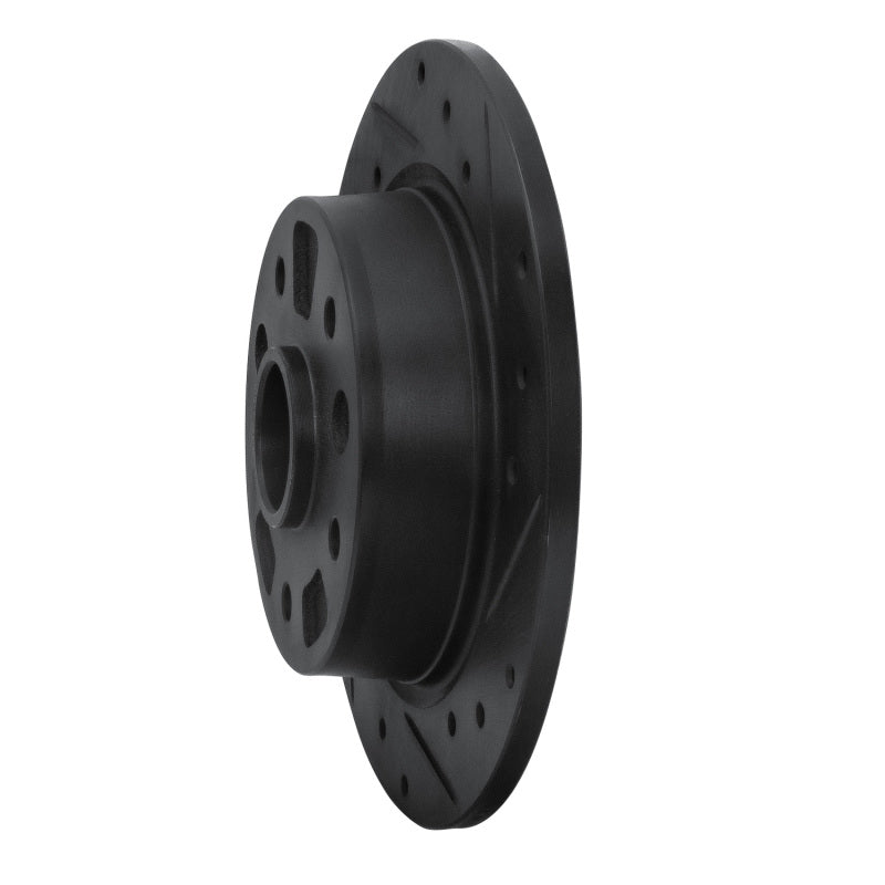 R1 88-92 Ford Probe Rear Right Drilled & Slotted Black Brake Rotor-Brake Rotors - Slot & Drilled-Grocery Getter Performance