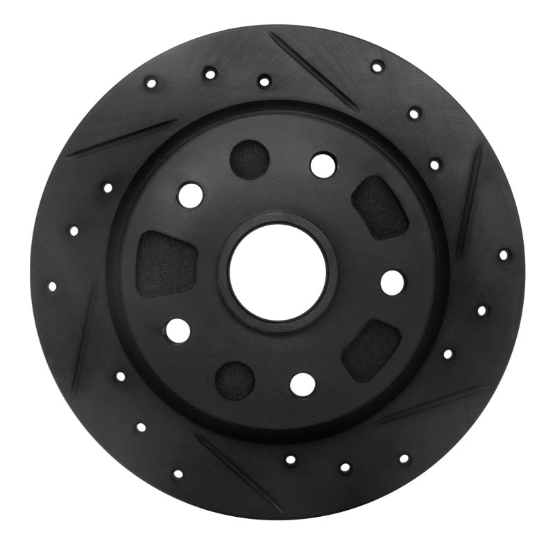 R1 88-92 Ford Probe Rear Right Drilled & Slotted Black Brake Rotor-Brake Rotors - Slot & Drilled-Grocery Getter Performance