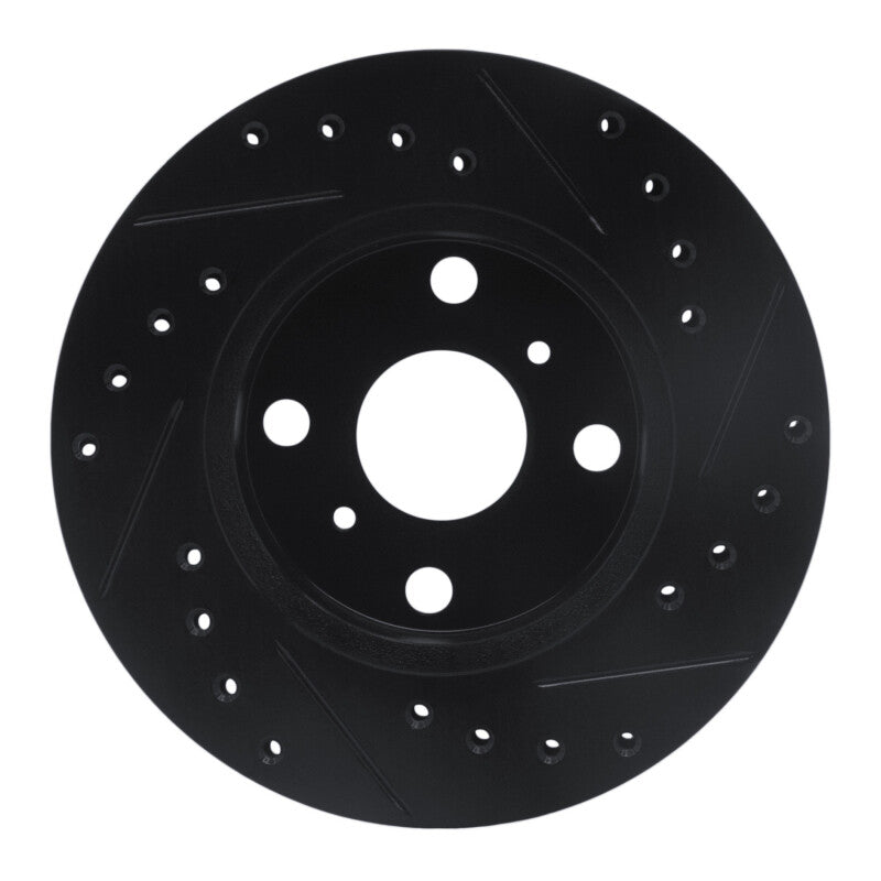 R1 88-92 Geo Prizm Front Left Drilled & Slotted Black Brake Rotor-Brake Rotors - Slot & Drilled-Grocery Getter Performance