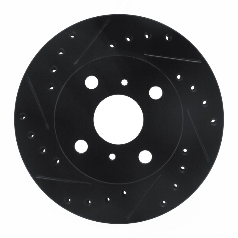 R1 88-92 Geo Prizm Front Left Drilled & Slotted Black Brake Rotor-Brake Rotors - Slot & Drilled-Grocery Getter Performance