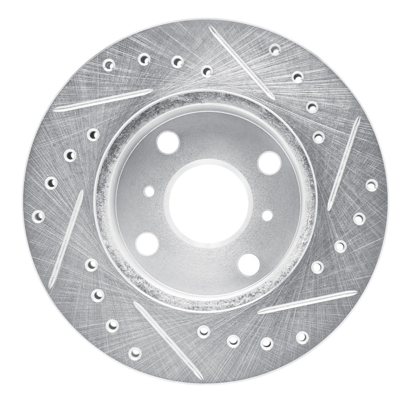 R1 88-92 Geo Prizm Front Left Drilled & Slotted Silver Brake Rotor-Brake Rotors - Slot & Drilled-Grocery Getter Performance