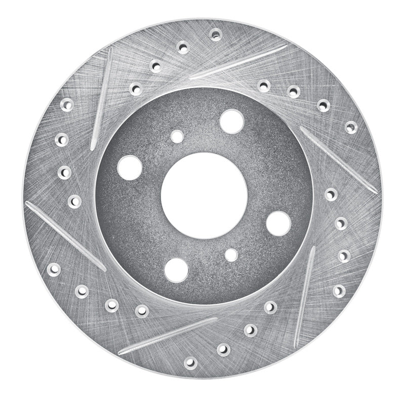 R1 88-92 Geo Prizm Front Left Drilled & Slotted Silver Brake Rotor-Brake Rotors - Slot & Drilled-Grocery Getter Performance