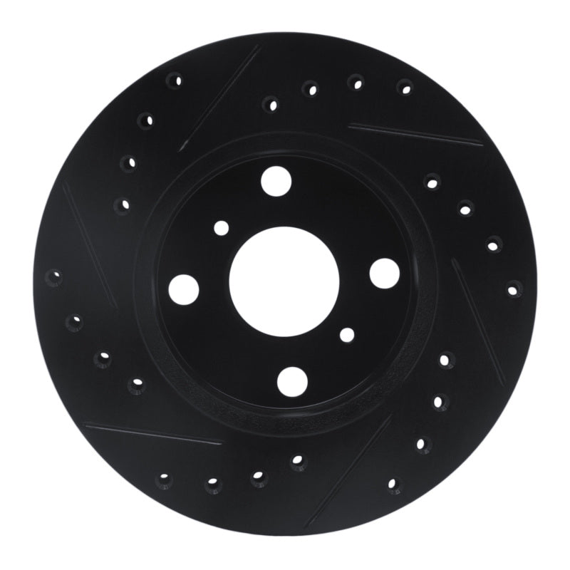 R1 88-92 Geo Prizm Front Right Drilled & Slotted Black Brake Rotor-Brake Rotors - Slot & Drilled-Grocery Getter Performance